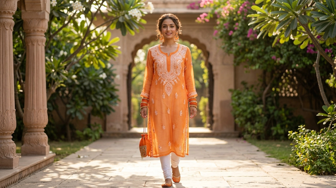 Sunset Orange Kurta