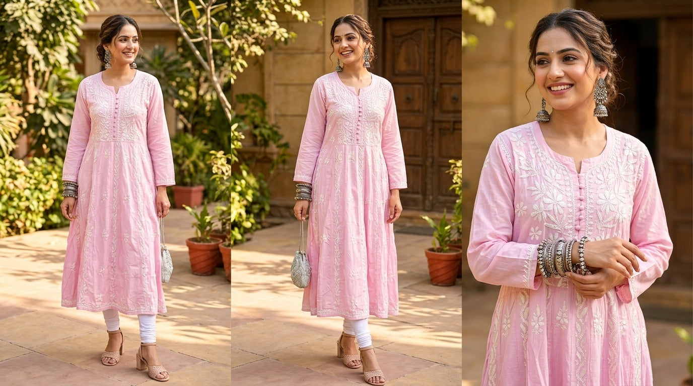 Pastel Pink Chikankari Kurti