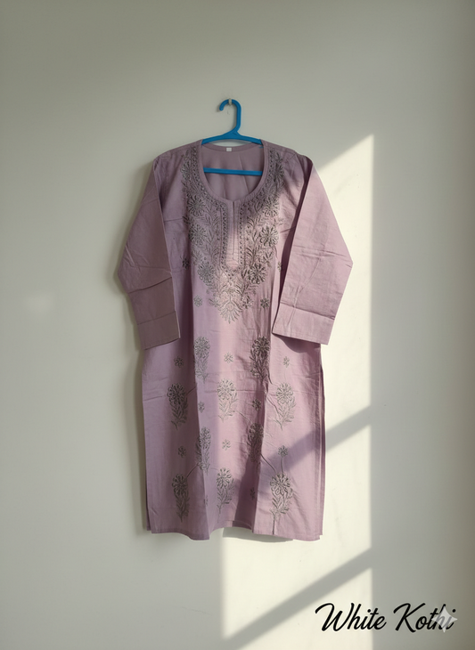 Lavender Dreams Embroidered Chikankari Kurti