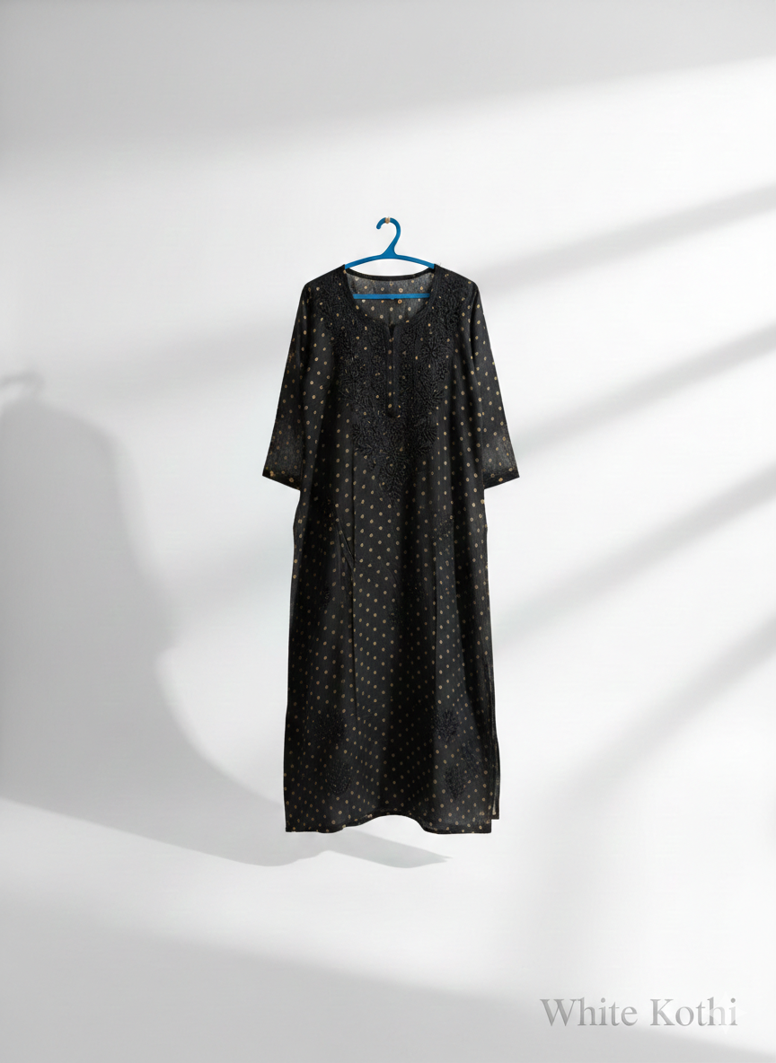 Black Beauty Embroidered Chikankari Kurti