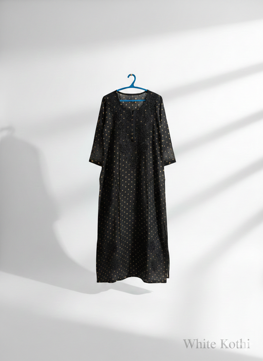 Black Beauty Embroidered Chikankari Kurti
