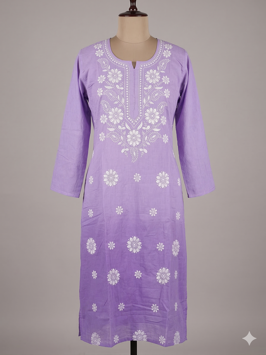 Lavender Ombre Chikankari Kurti